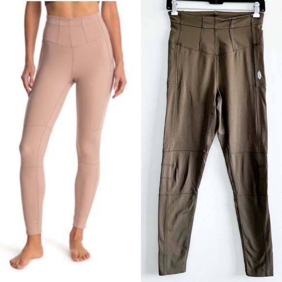 Free People Movement Keep It Up High Waisted Army Green Leggings Size XS - Picture 1 of 4